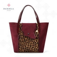 Burgundy bag with leopard print