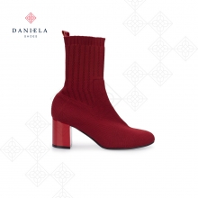 RED STRETCH ANKLE BOOTS