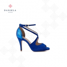 Electric blue suede sandal